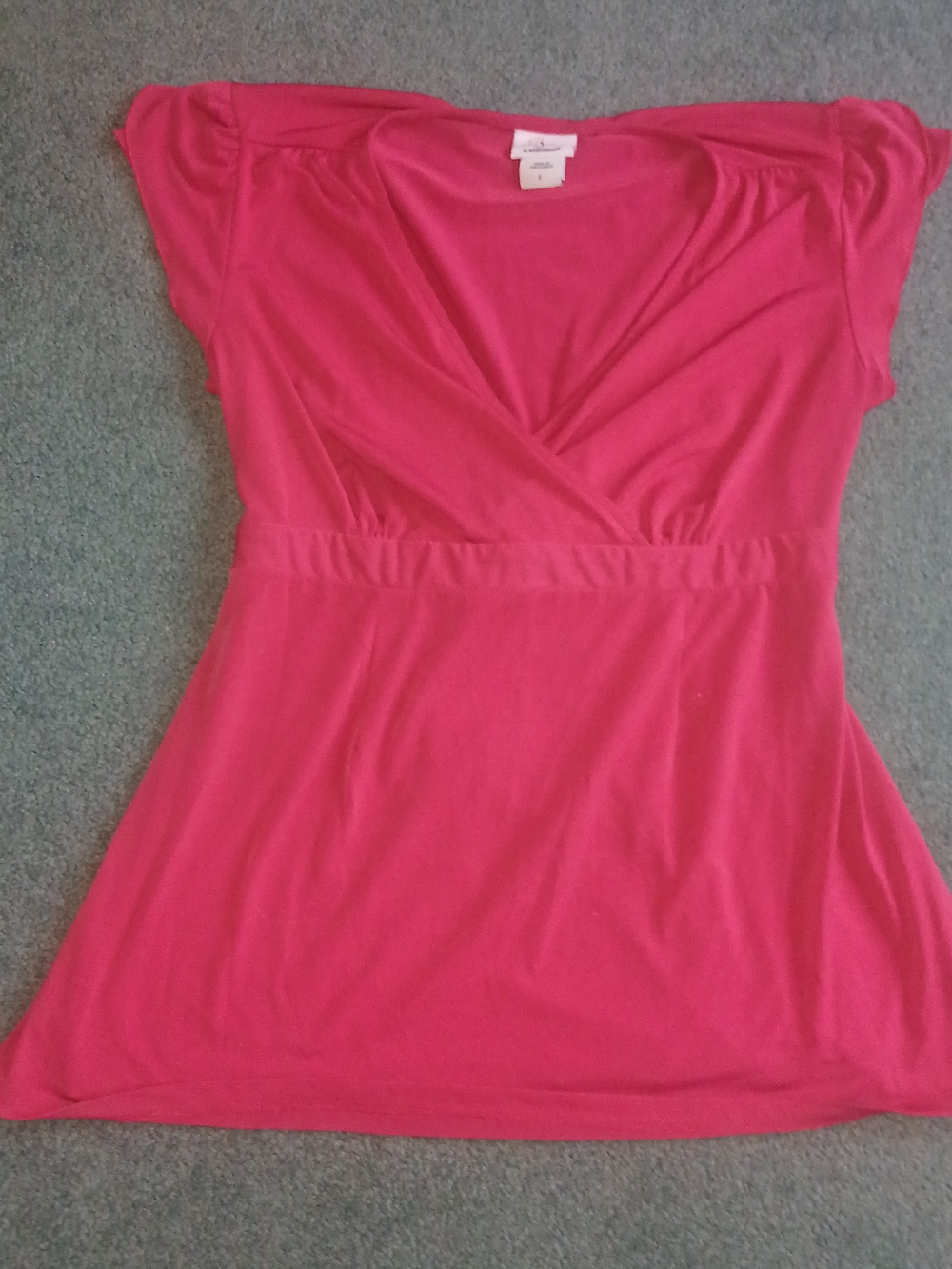 Motherhood Maternity Hot Pink V-Neck Short Sleeve Tunic LG